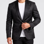 KZZ Men's Slim Fit Printed Suit Jacket