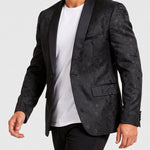 KZZ Men's Slim Fit Printed Suit Jacket