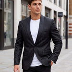 KZZ Men's Slim Fit Printed Suit Jacket