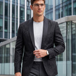 KZZ Men's Slim Fit Printed Suit Jacket