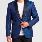 KZZ Men's Slim Fit Printed Suit Jacket