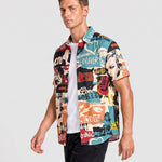 KZZ Men's Retro Casual Short-Sleeve Shirt