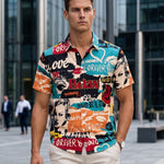 KZZ Men's Retro Casual Short-Sleeve Shirt