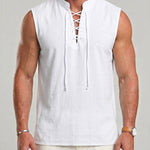 KZZ Men's Drawstring Linen Vest