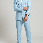 KZZ British-style striped double-breasted blazer and trousers