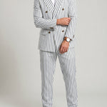 KZZ British-style striped double-breasted blazer and trousers