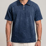 KZZ Men's Loose-Fit Pure Half-Zip Polo Shirt