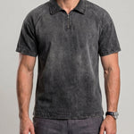 KZZ Men's Loose-Fit Pure Half-Zip Polo Shirt