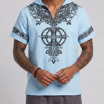 KZZ Men's Summer Hooded V-Neck T-Shirt