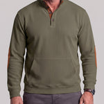 KZZ Men's Casual Long-Sleeve Waffle-Knit Pullover