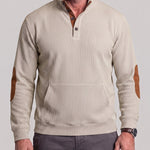KZZ Men's Casual Long-Sleeve Waffle-Knit Pullover