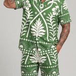 KZZ Cuban collar shirt and drawstring shorts