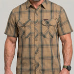 KZZ Men's Summer Short-Sleeve Plaid Shirt