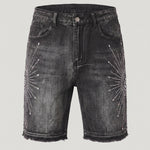 KZZ Men's Rhinestone-Embellished Denim Shorts