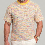 KZZ Men's Summer "Dopamine-Style" Color-Block Crew-Neck Short-Sleeve Tee