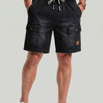 KZZ Men's Washed Denim Utility Shorts