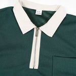 KZZ Color-block sleeve short-sleeve knit polo shirt and drawstring trousers