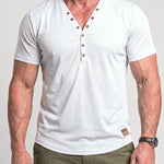 KZZ Men's Summer Deep V-Neck Short-Sleeve Shirt