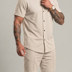 KZZ Men's smart-casual athletic short-sleeve tops and shorts
