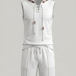 KZZ Men's Sleeveless Hooded Vest and Drawstring Shorts