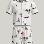 KZZ Printed top and drawstring shorts