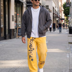KZZ Men's Graffiti Gradient Washed Letter Print Street Style Sports Pants