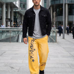 KZZ Men's Graffiti Gradient Washed Letter Print Street Style Sports Pants