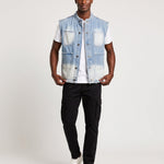 KZZ Men's Washed Sleeveless Denim Vest