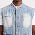 KZZ Men's Washed Sleeveless Denim Vest