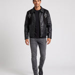KZZ Men's loose-fit leather jacket