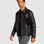 KZZ Men's loose-fit leather jacket
