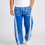 KZZ Ombre-wash embroidered side-stripe wide-leg sweatpants