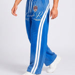 KZZ Ombre-wash embroidered side-stripe wide-leg sweatpants