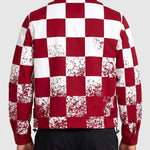 KZZ Men's red and white checkered bomber jacket