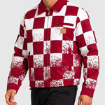 KZZ Men's red and white checkered bomber jacket