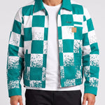 KZZ Men's red and white checkered bomber jacket
