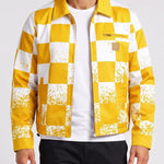 KZZ Men's red and white checkered bomber jacket