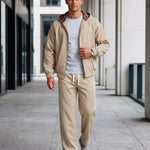 KZZ Men's two-piece street casual plaid tracksuit