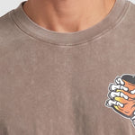 KZZ Retro acid-washed skull beer pattern T-shirt