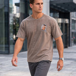 KZZ Retro acid-washed skull beer pattern T-shirt