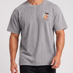 KZZ Retro acid-washed skull beer pattern T-shirt