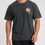 KZZ Retro acid-washed skull beer pattern T-shirt