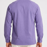 KZZ Men's Retro Washed Three-Button Stand Collar Henley Collar Long-Sleeve Pullover
