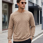 KZZ Men's Textured Check Knit Sweatshirt