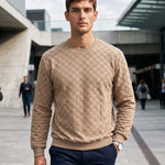 KZZ Men's Textured Check Knit Sweatshirt
