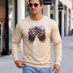 KZZ Men's Printed Crew Neck Sweatshirt