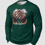 KZZ Men's Printed Crew Neck Sweatshirt