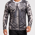 KZZ Men's Halloween 3D Skull Print Long-Sleeve T-Shirt