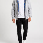 KZZ Men's plaid lined reversible zip-up hooded jacket