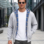 KZZ Men's plaid lined reversible zip-up hooded jacket